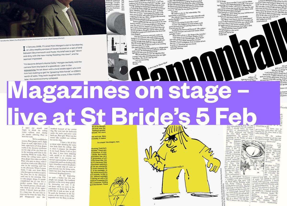 StackMagazines's tweet image. In June we held a spoken word event for independent magazines and it was great fun, so we're doing it again, but in a much nicer venue. Come see the show on Thurs 5 Feb at @stbridefdn with Die Quieter Please, Dispatch, The Fence &amp;amp; Piscine stackmagazines.com/literature/ind…