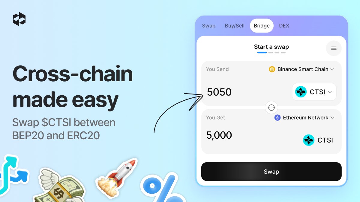 🚀 Update for all @cartesiproject $CTSI enthusiasts! You can now swap $CTSI  between #BEP20 and #ERC20 with the @LetsExchange_io crypto bridge. No  limits – just smooth, secure, and reliable cross-chain swaps. 🌐