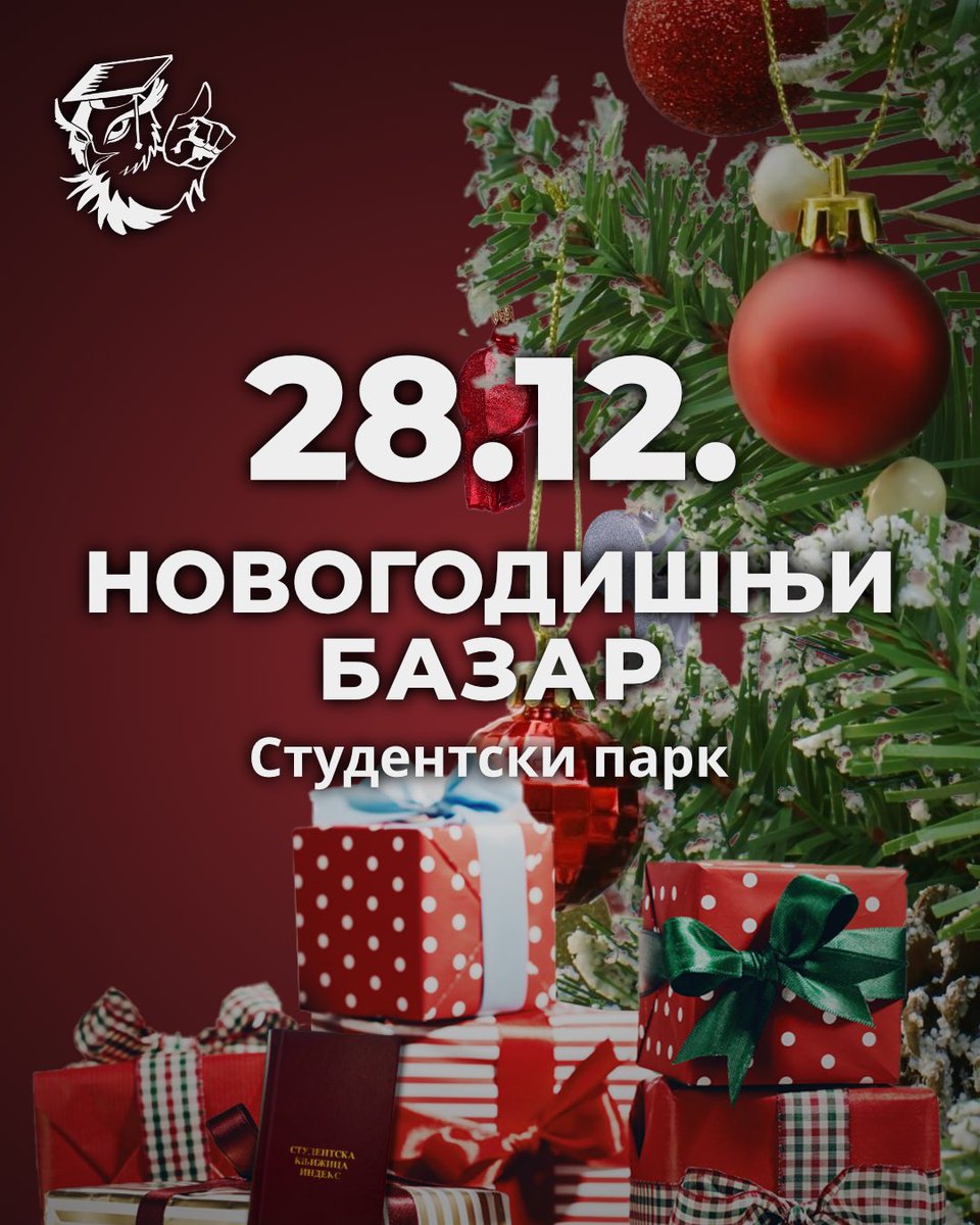Једна од активности 28. децембра биће и студентски новогодишњи базар. 

Ускоро откривамо шта вас све очекује, чему је базар намењен и како можете да учествујете. 

Пратите  студентске профиле за све наредне информације и најаве активности!