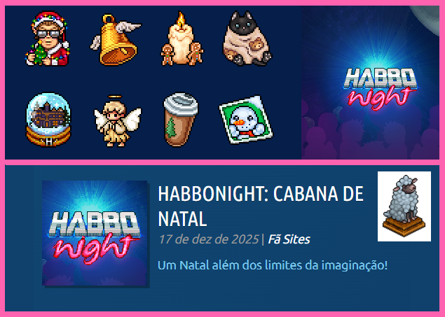 RitSims's tweet image. Essa semana a @HabboNight vai promover uma campanha "Cabana de Natal da HabboNight" dando muitos emblemas, vamos aproveitar pessoal, o fã site foi acionado de última hora e vai trazer um pouco de entretenimento para o @HabboPTBR quem pegar tds emblemas ganha o carneiro.
#Habbo