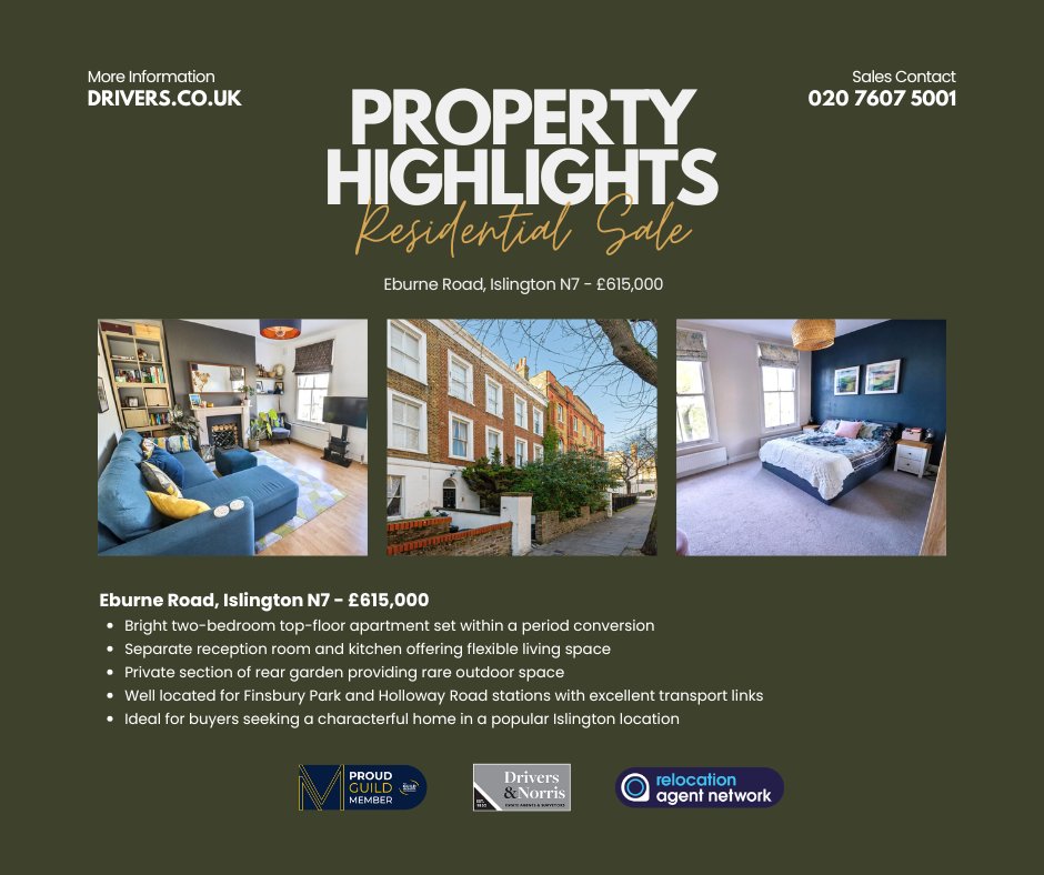 drivers_norris's tweet image. 🏠 Two-Bedroom Top-Floor Apartment – Eburne Road, Islington N7

Separate kitchen &amp;amp; lounge, two doubles, private garden.

 🚇Near Finsbury Park &amp;amp; Holloway Road

 📧sales@drivers.co.uk | 📞 020 7607 5001

#Islington #LondonProperty