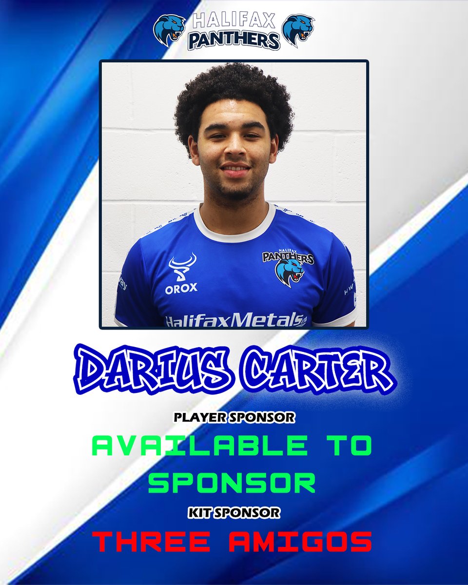 HalifaxPanthers's tweet image. PANTHERS COMMERCIAL | 2026 PLAYER SPONSORSHIP 🔵⚪️🐾

We've down to our final player sponsorship package for the 2026 Betfred Championship with rising star Darius Carter available to sponsor 🙌

Call 01422 342792 or email info@halifaxpanthers.co.uk to find out more about how you…