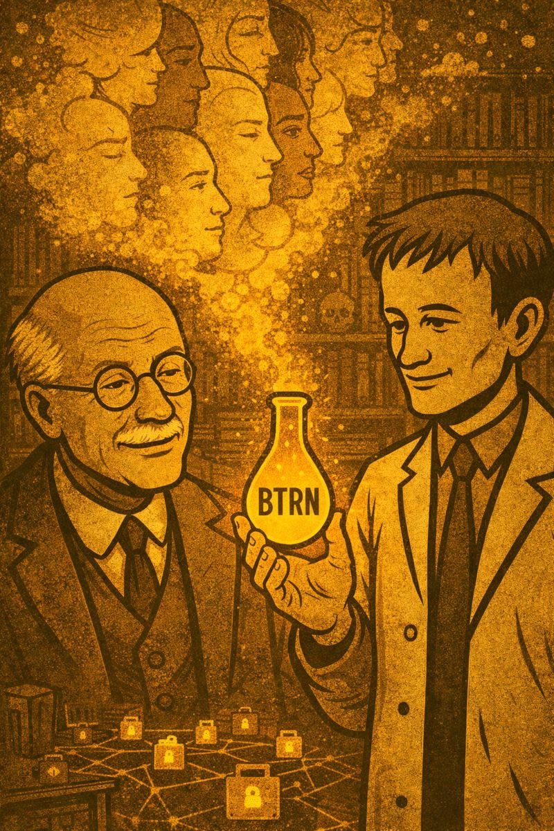 buteriniumBTRN's tweet image. 🧩 Day 36 — Jung Analyzes Buterinium

2️⃣ Post — The Blockchain Archetype

Jung watched the yellow substance pulse softly.
“It resonates with the collective unconscious,” he said.

Buterin asked,
“So… a shared memory?”

Jung nodded.
“An archetype of trust.”

Somewhere on-chain, a…