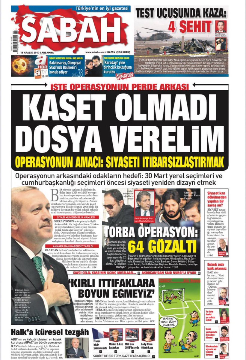 İstanbul 2 Nolu Barosu Başkanı Yasin Şamlı: “SABAH’ın FETÖ’yle mücadelenin verildiği ve neticenin henüz belli olmadığı zamanlarda tavrın net olarak belirlenmesi ve korkusuzca bir mücadeleye girilmesi çok onurlu bir duruştur ve takdire şayan”
 
Yasin Şamlı’nın açıklamaları şöyle: