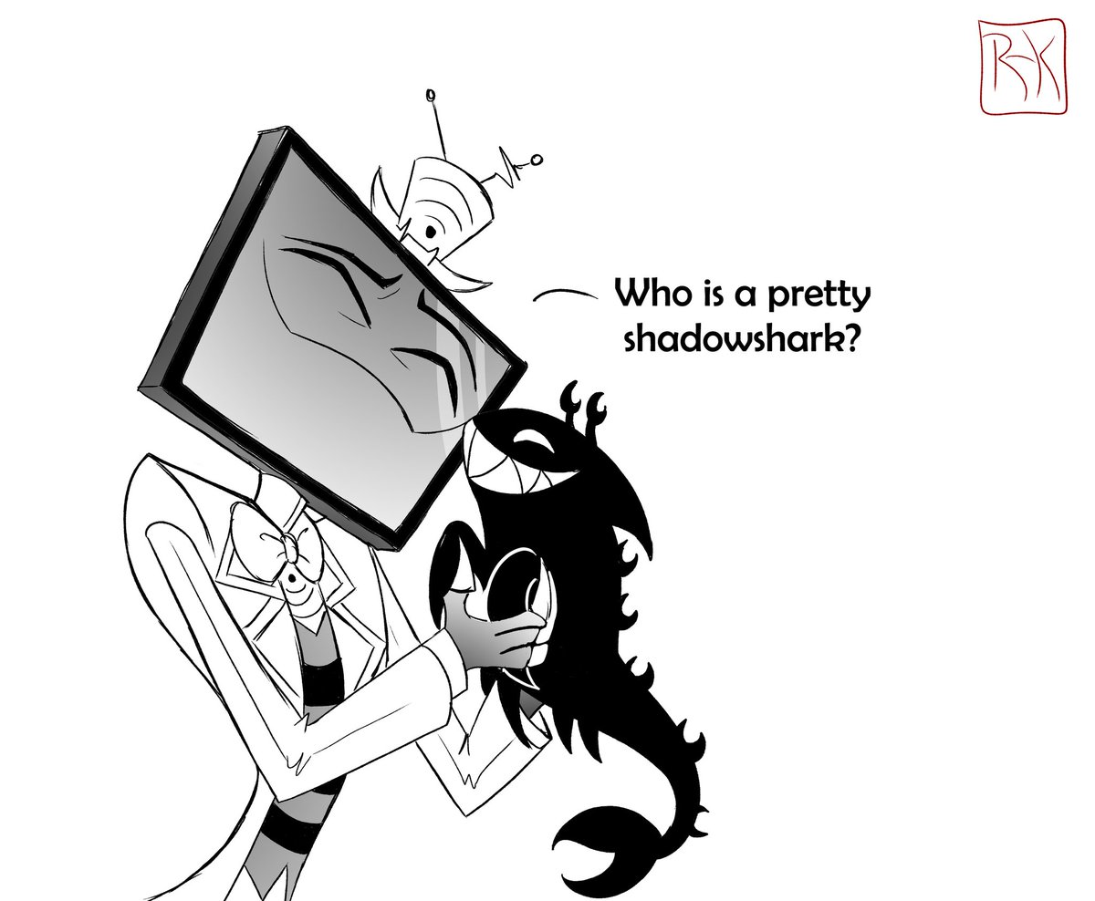 Rakhanahaar's tweet photo. The whole "prince thing" didn't go as planned for Alastor.
We want little shady sharky back

Since I saw the sad face of Vox in episode 4. I wanted to draw him like that 🤭

#RadioStatic #voxal #HazbinHotel
#Alastor #vox #Staticradio #hazbinhotelseason2 https://t.co/ktwUbGrgaH