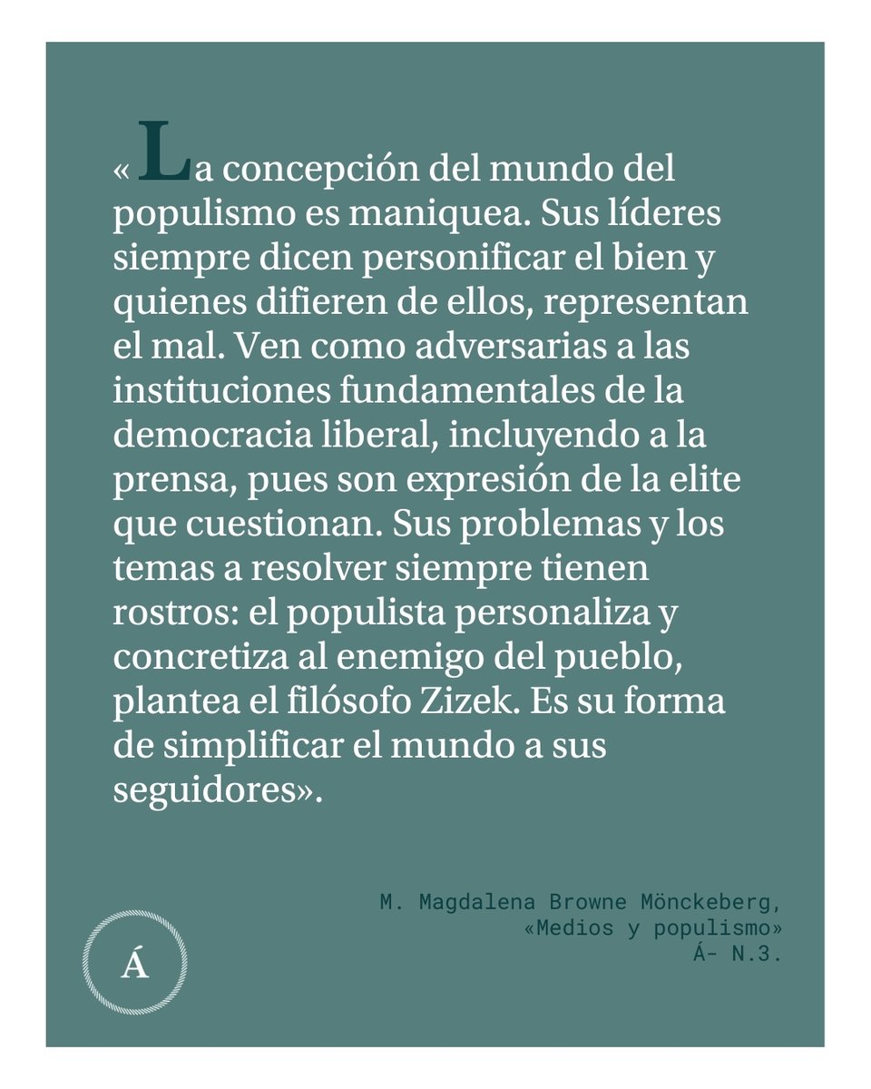 Lee el ensayo «Medios y populismo» por M. Magdalena Browne Mönckeberg en ÁTOMO - N.⁣⁣3. Disponible en revistaatomo.com/es/2019/11/med…