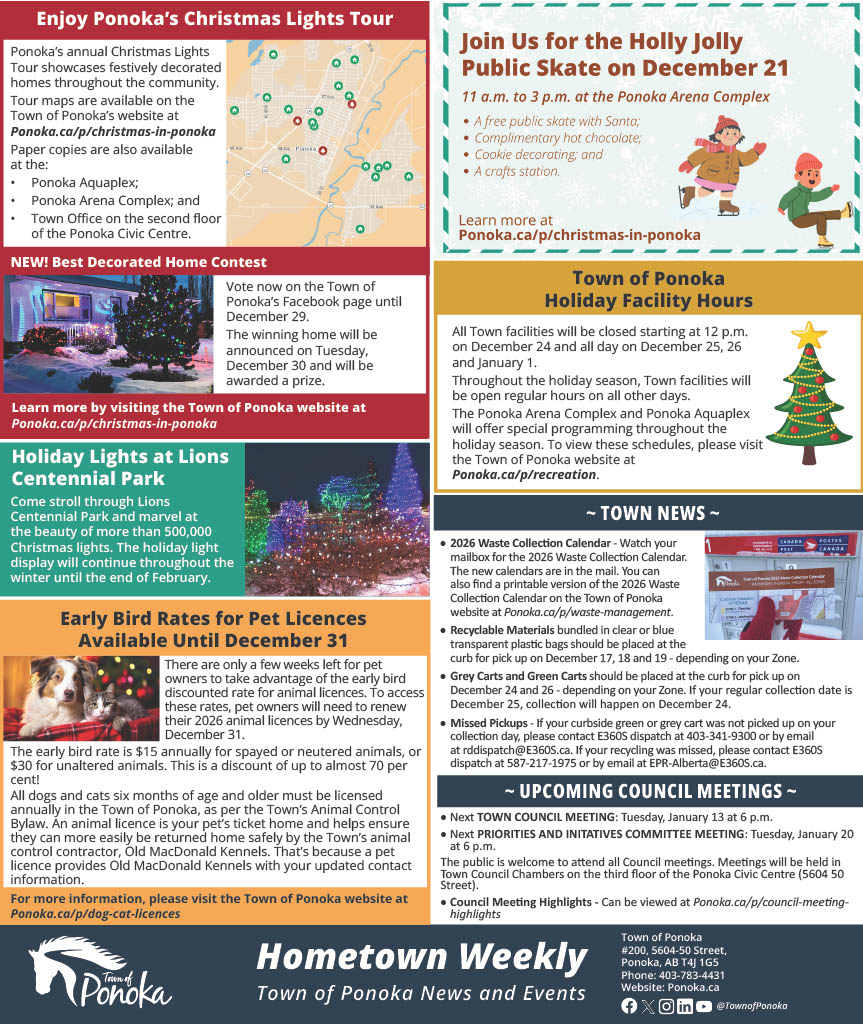 Hometown Weekly News for December 15 to 21

To see this week's issue of Hometown Weekly News, please visit ow.ly/IX7E50XKtgr #TownOfPonoka #Ponoka