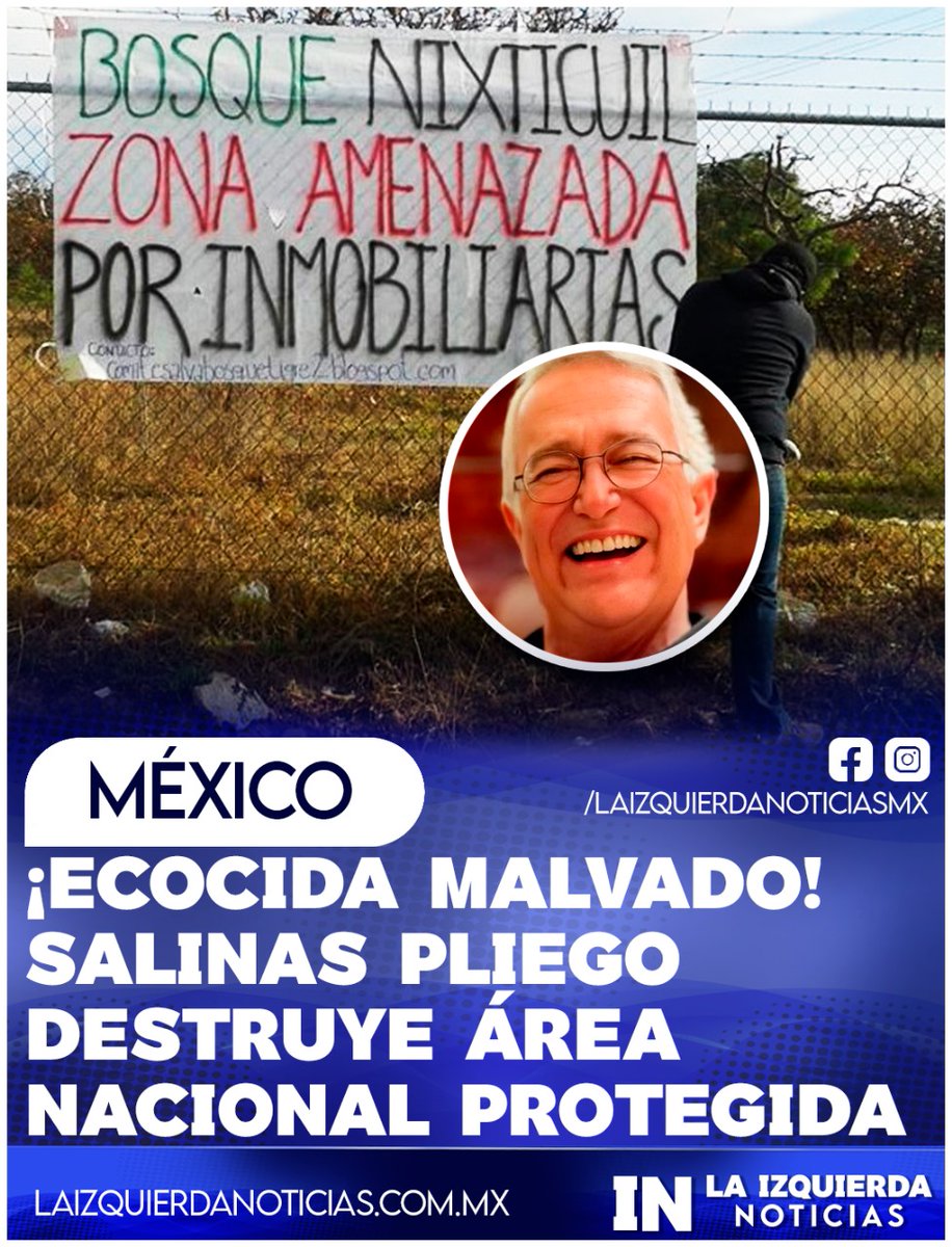 IzqNoticiasMx's tweet image. HIPÓCRITA…Se rasgó las vestiduras por la construcción del Tren Maya, cuándo a través de sus empresas Lisco y Banco Azteca amenazan el Bosque del Nixticuil en Jalisco donde pretende construir un desarrollo inmobiliario, mientras criminaliza a los defensores ambientales.