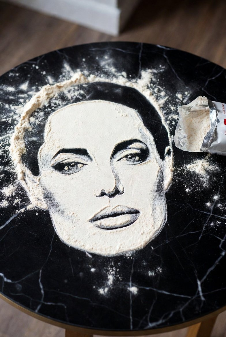 Flour art by <a href="/grok/">Grok</a> imagine 

#AIart #aiartist #AIArtistCommunity #flourart #aiangelina