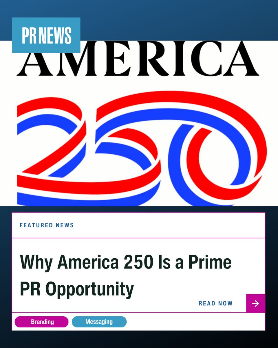 PRNews's tweet photo. America’s 250th anniversary in 2026 isn’t just history — it’s a massive communications opportunity. 🇺🇸 

Brands that tie their story to the larger American narrative and plan with audience values in mind will stand out. 

▶️ Read how PR pros can plan now: https://t.co/GZwiAyapmd https://t.co/60NOZbux8b