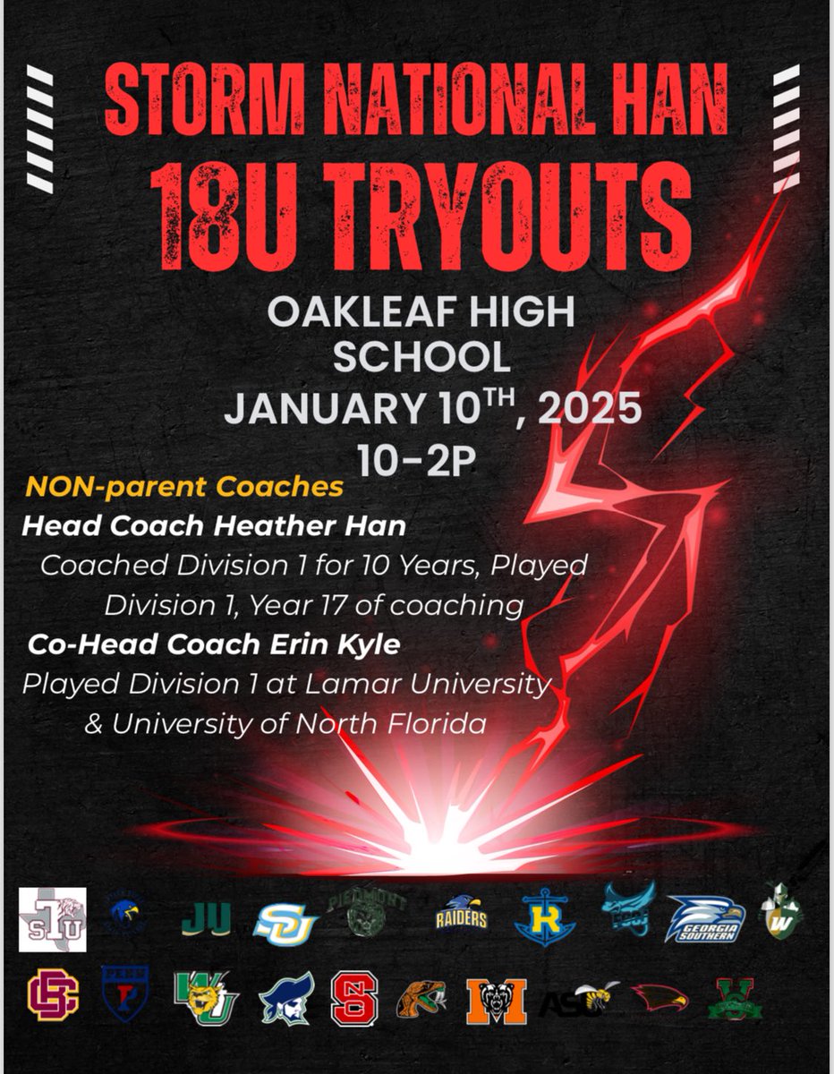 JaxStorm_Han's tweet photo. Jacksonville Storm National Han is in search for some highly motivated, self-driven softball student-athletes that want to play at the next level. We have a very competitive roster that finished 3rd in the Power Pool at Triple Crown Nationals this past summer. https://t.co/5iS6JqDAEu
