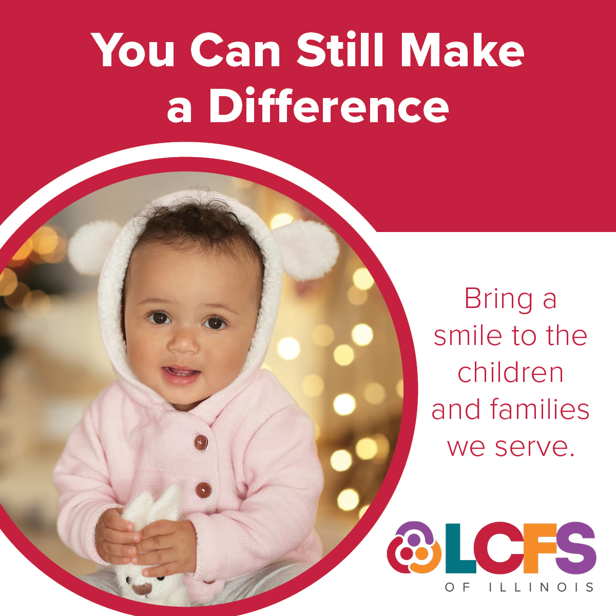 LCFSIllinois's tweet photo. There’s still time! Give today and be the reason a child smiles in 2026! Wishing you a happy and safe New Year’s Eve!
https://t.co/lSxZBB3ugB #EndofYearGiving #changeastory https://t.co/JJOtyXPFdF