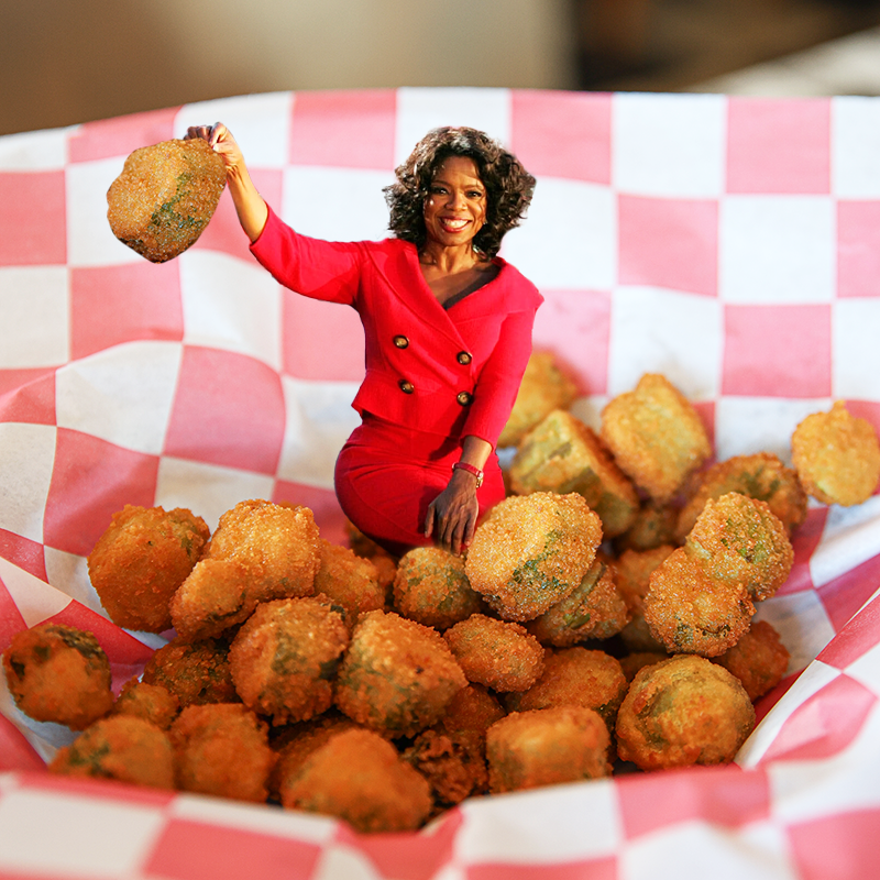 Unclebuds's tweet photo. You’ve heard of Elf on a Shelf... Meet Oprah on an Okra. Everyone gets an okra!!! https://t.co/izEQVMKFUp