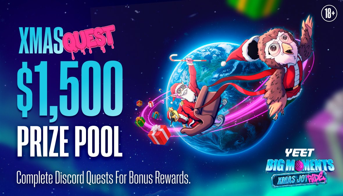 yeet's tweet photo. Santa’s stash isn’t gonna recover itself!

Trivia's are still dropping. Hunts are still live. Multiple opportunities. 

If you’re not grinding the Christmas Quest, you’re falling behind.

Get involved: https://t.co/68yGYVPx3l https://t.co/DZPxmNkE5p