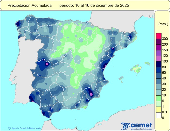 MeteoSangonera's tweet photo. Lluvias acumuladas del 10 al 16 de diciembre en la España peninsular y Baleares.
https://t.co/5uFJ8csGNp https://t.co/HPXvVC9tft
