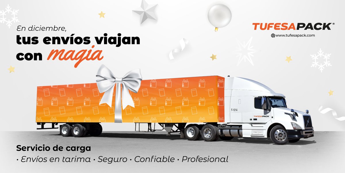 Esta Navidad, lo grande también viaja seguro. 🎁✨
Con TUFESAPACK Carga, tus tarimas, maquinaria y productos voluminosos llegan a su destino con respaldo y profesionalismo.
🚛 Conectar también es parte del espíritu navideño.
#TUFESAPACKCarga #EsTuyo #EnviarEsConectar