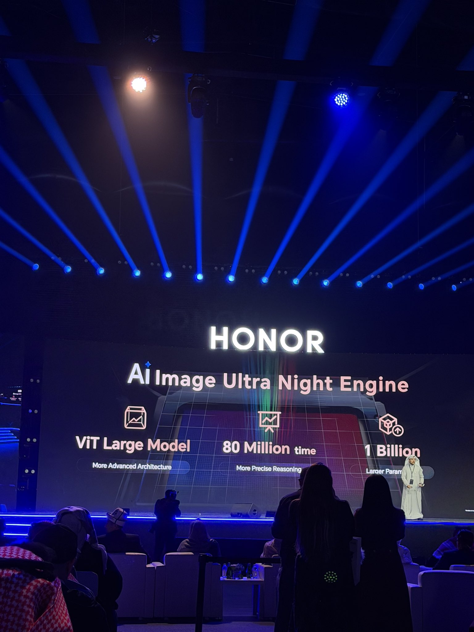 HONOR. محرك التصوير الليلي فائق الذكاء بالذكاء الاصطناعي. نموذج ViT كبير. بنية أكثر تطورًا. تدريب على 80 مليون حالة. استدلال أدق وأكثر ذكاءً. أكثر من 1 مليار باراميتر. قدرة أعلى على فهم المشاهد الليلية المعقّدة #سحر_بلمسة_واحدة 