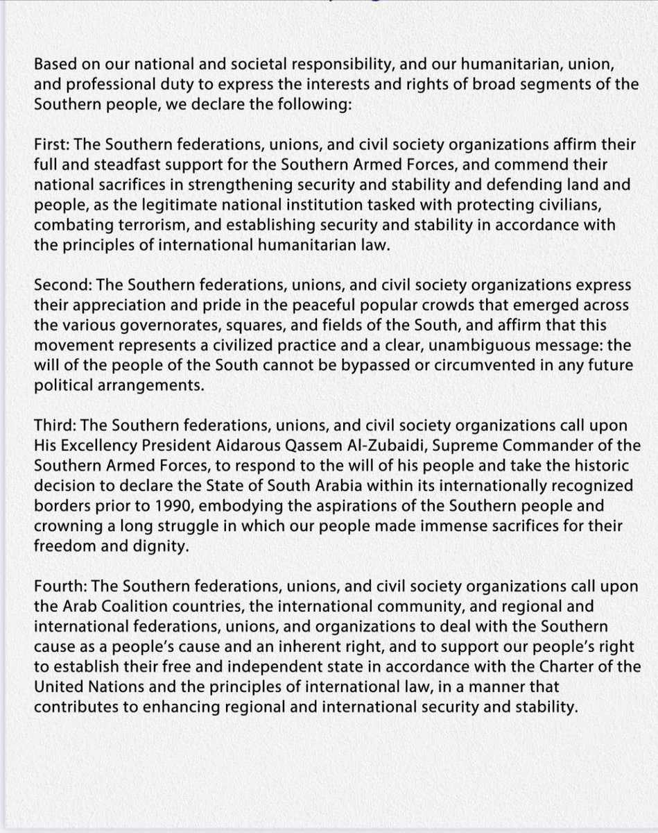 AYdiplomat's tweet photo. Over 300 civil society reps, union leaders and activists met in #Aden today and reinforced calls for independence. These voices can no longer be ignored. #SouthArabia. https://t.co/qCqRLm3ulv