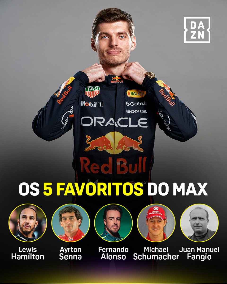 DAZNPortugal's tweet image. Max Verstappen escolheu os seus 5 melhores pilotos na história da F1 👀🐐

#DAZNF1