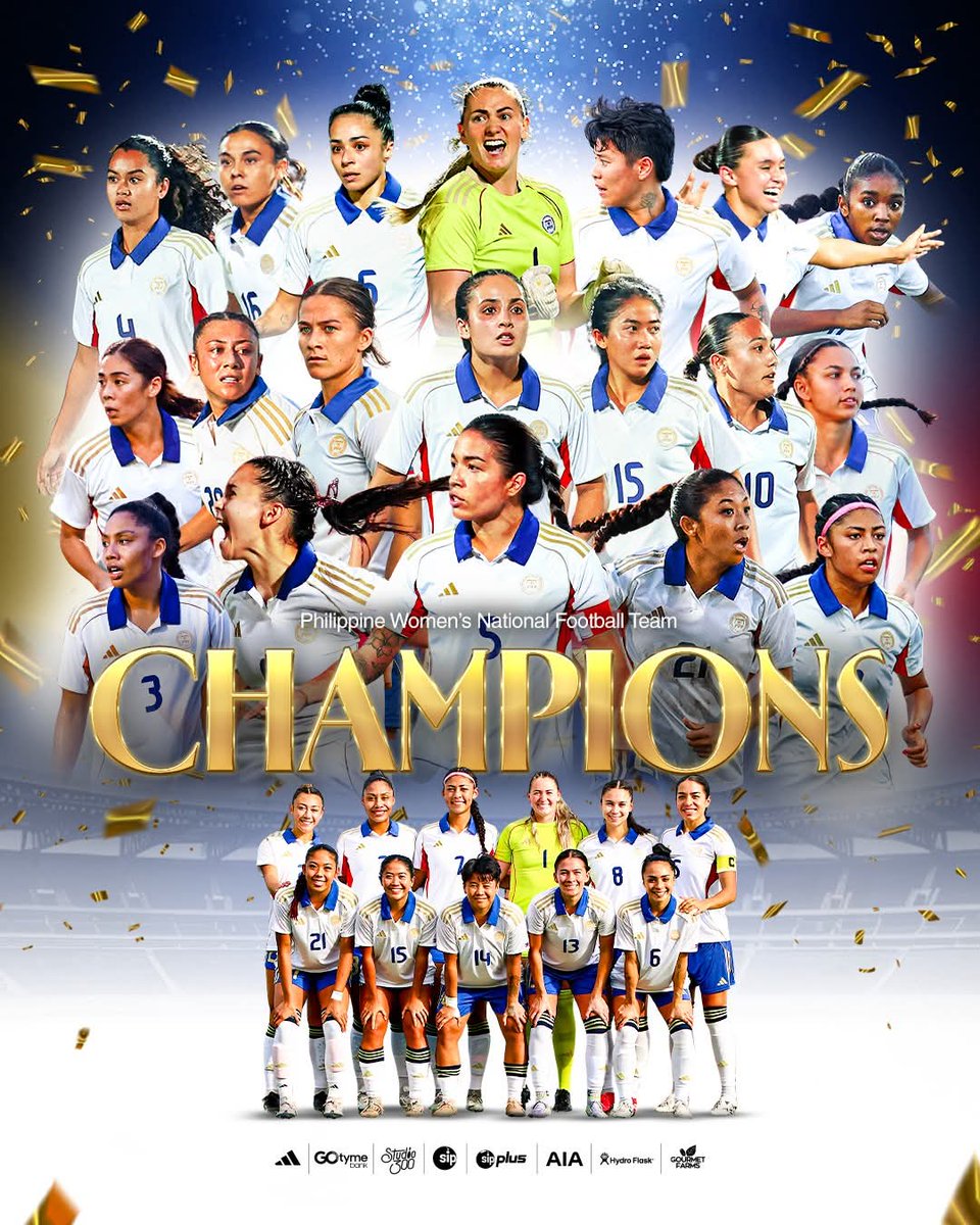 PilipinasWNFT's tweet image. CHAMPIONS. HERSTORY MAKERS. 🇵🇭🏆

We win GOLD at the #SEAGAMES — a first-ever golden title for this tournament! ⚽🥇

From dreams to reality, this team has rewritten history and lifted Philippine football to new heights.

1 team. 1 nation. Golden glory.

#SAMASAMA hanggang dulo!