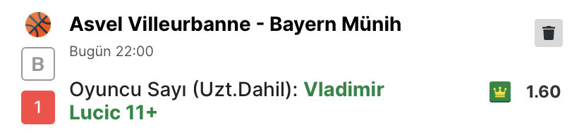 DoubleScreen23's tweet image. Vladimir Lucic 11+ sayı (1.60) 

STAKE 7/10

Bayern’in kaptanı Lucic, kritik anlarda sorumluluk alan ve düzenli skor katkısı veren bir isim
. Son maçlarda anlık da olsa skor patlamaları yapabildiğini gördük ve ortalamaları 10 sayı civarında seyrediyor. Asvel’in savunma…