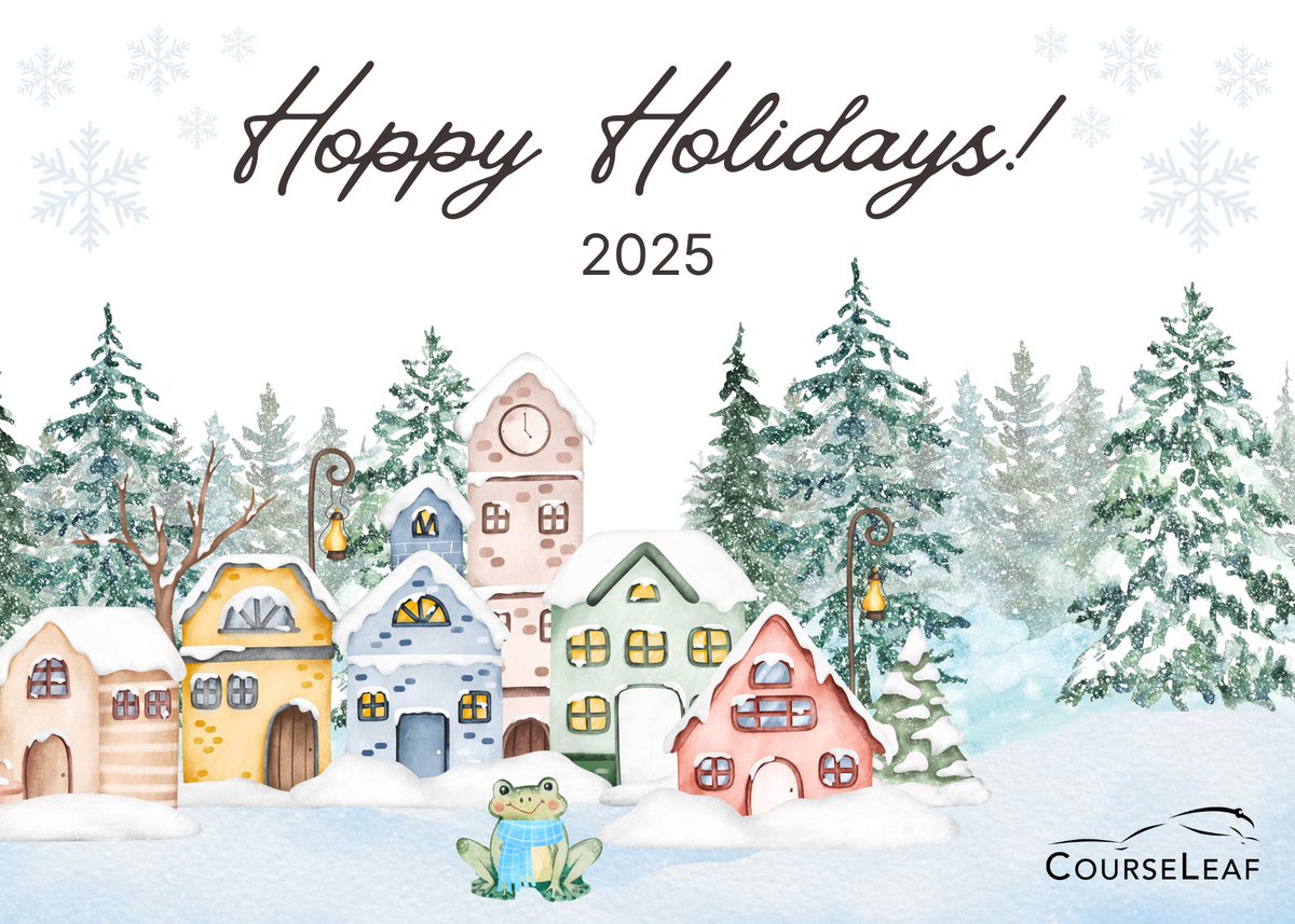 CourseLeaf's tweet photo. Sending "hoppy" holiday wishes from our Frogger Team! 💚🐸 https://t.co/vTpIxyJoXe