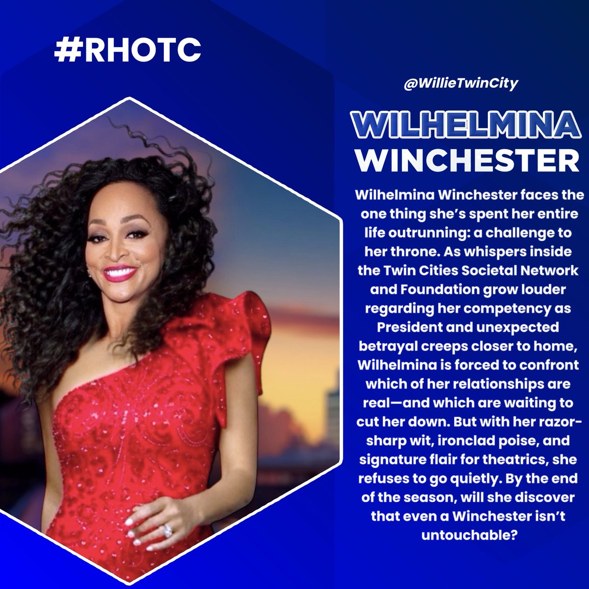 Poised, polished, and always ten steps ahead. 👑 

Meet Wilhelmina Winchester (<a href="/WillieTwinCity/">Wilhelmina 💋</a>)

#RHOTC💰