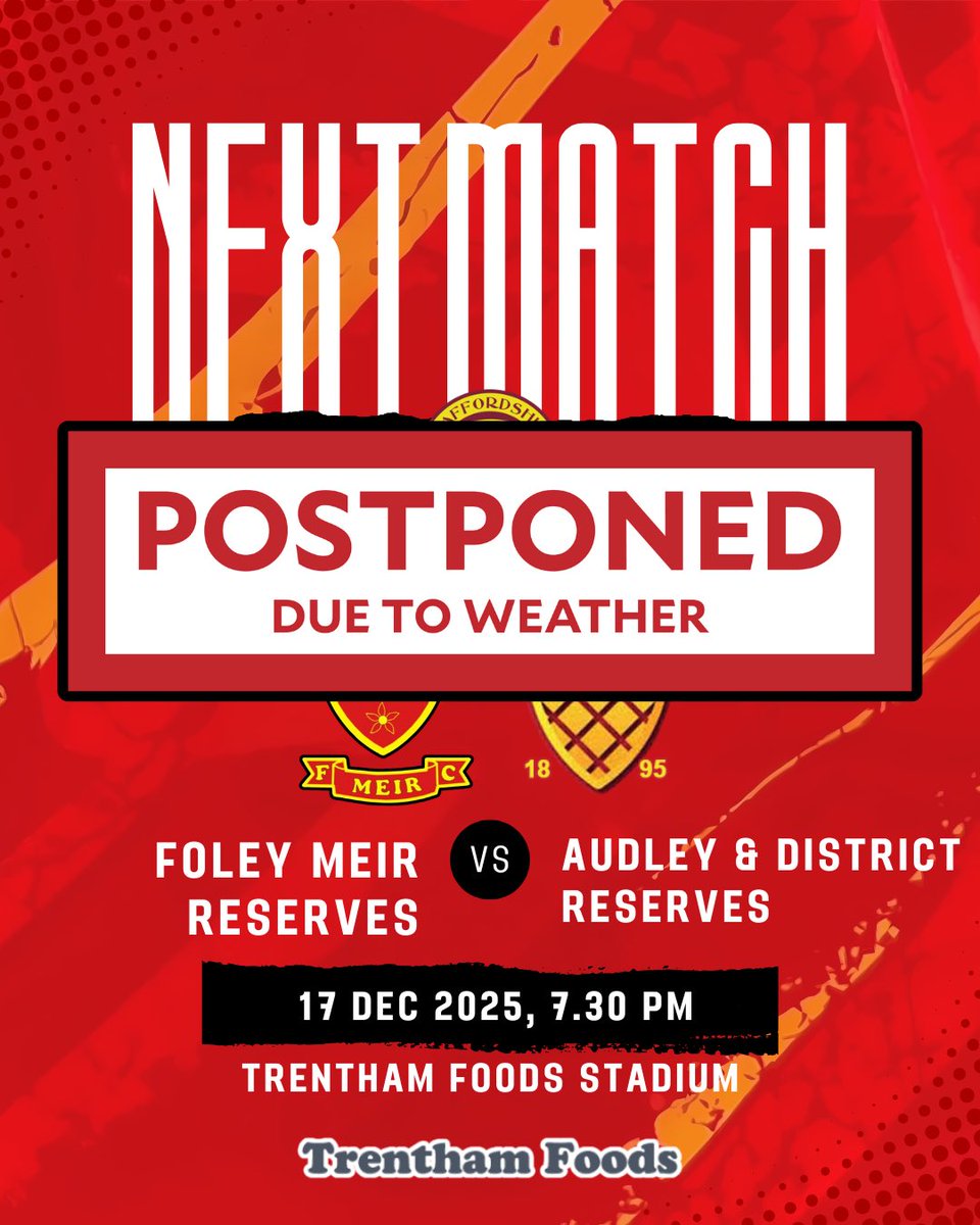 foley_fc's tweet image. Tonight’s game has been called off due to a waterlogged pitch.
