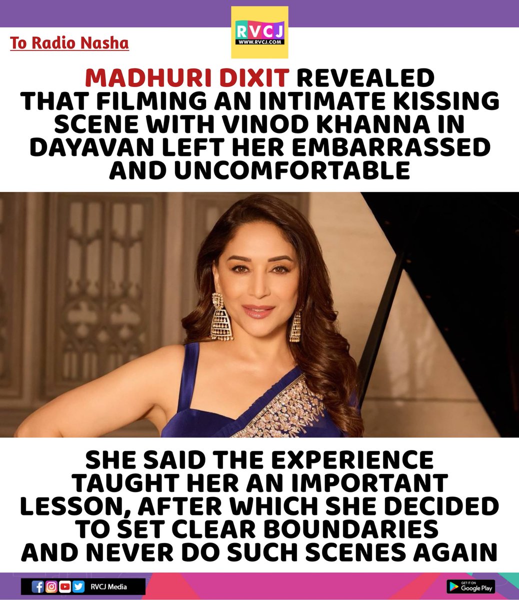 rvcjmovies's tweet photo. Madhuri Dixit Recalls Being Uncomfortable With Dayavan Scene
#madhuridixit #dayavan #vinodkhanna https://t.co/SX44VvHtIw
