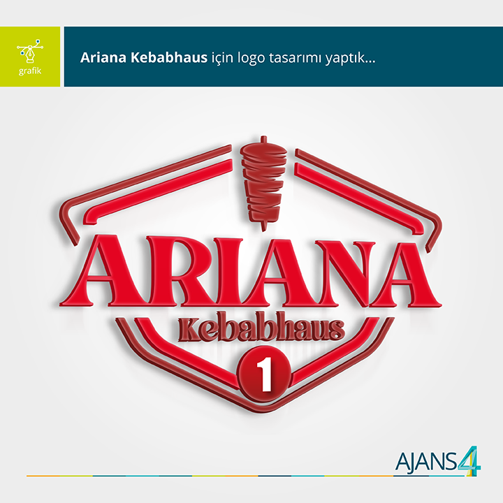 ajans4com's tweet photo. Ariana Kebabhaus için logo tasarladık.
https://t.co/RdWJu2Tow1
#kurumsalkimliktasarımı #kurumsalkimlik #logotasarımı #kartvizittasarımı #logo #tasarım #design https://t.co/ehZTqeXlUt