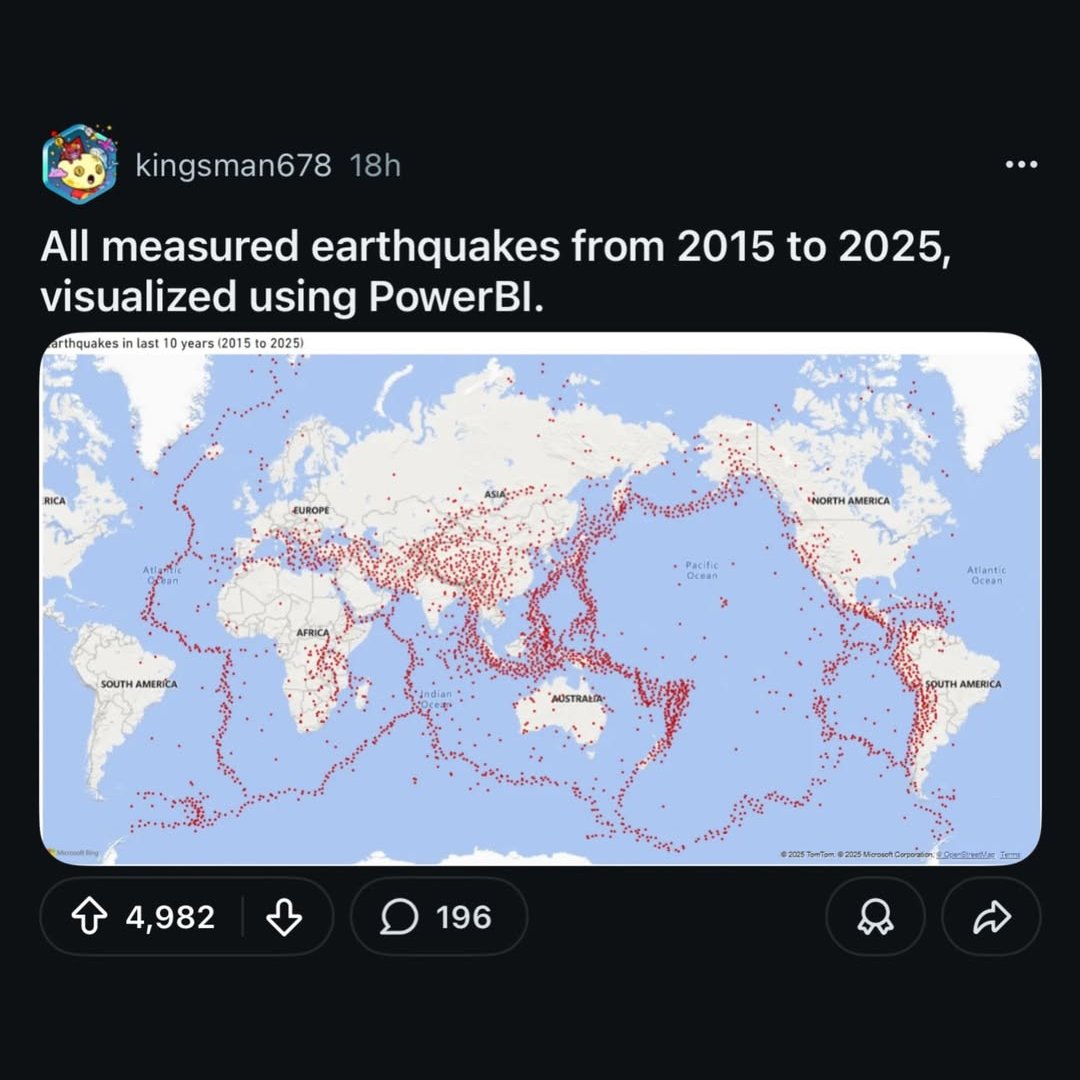 All measured earthquakes from 2015 to 2025 🌏