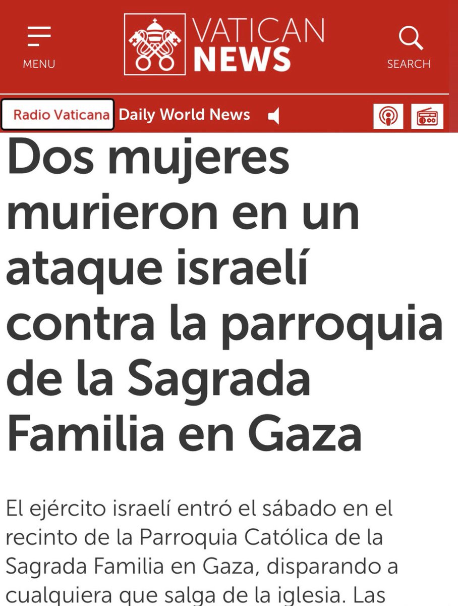 Un francotirador israelí les disparó en el atrio de la iglesia.