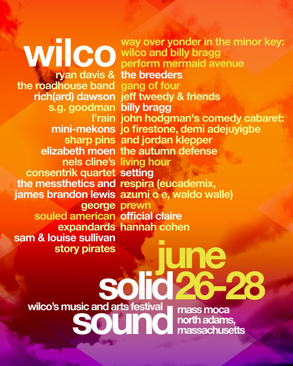 The Breeders will be joining <a href="/Wilco/">WILCO</a>’s <a href="/SolidSoundFest/">Solid Sound Festival</a>, June 26-28 in North Adams, MA! Visit solidsoundfestival.com for ticket info.