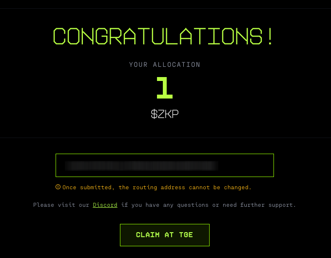 zkPass Airdrop Allocation Checker is Live! 🪂

✅ Check here: airdrop.zkpass.org

Token distribution starts on December 19, 2025, at 12 PM UTC. Tokens are delivered fully on Ethereum with no vesting and no lockup.

Connect your wallet and submit a routing address using your
