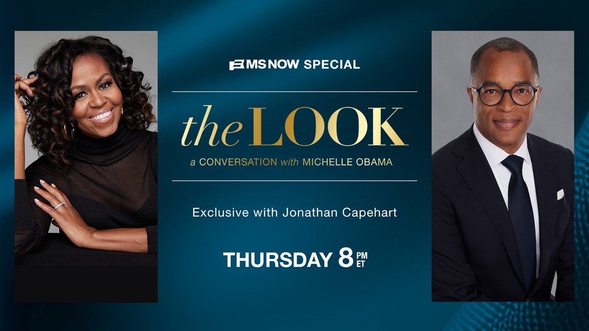 THURSDAY: <a href="/CapehartJ/">Jonathan Capehart</a> sits down with former First Lady <a href="/MichelleObama/">Michelle Obama</a> for an EXCLUSIVE interview. They discuss her new book, “The Look,” and its deeper message for society. 

Watch “The Look: A Conversation with Michelle Obama” Thursday, 12/18 at 8pm ET on MS NOW.