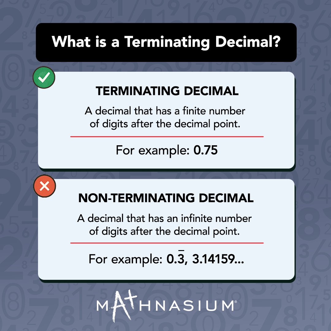 MPurcellville's tweet photo. 🔢 Some decimals stop, and some go on forever! Learn all about terminating decimals — what they are, how to recognize them, and real-life examples that make them easy to understand.

Read the full guide 👉 https://t.co/FIlHEflQfu

#Decimals #TerminatingDecimals #MathMadeSimple https://t.co/zExskxORMO