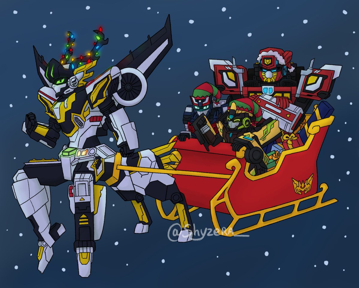 Merry Christmas ! 
Skygallop, Gigantrex, FlashVector and SparkBit are doing Santa's deliveries this year !
#메탈카드봇 #MetalCardbot