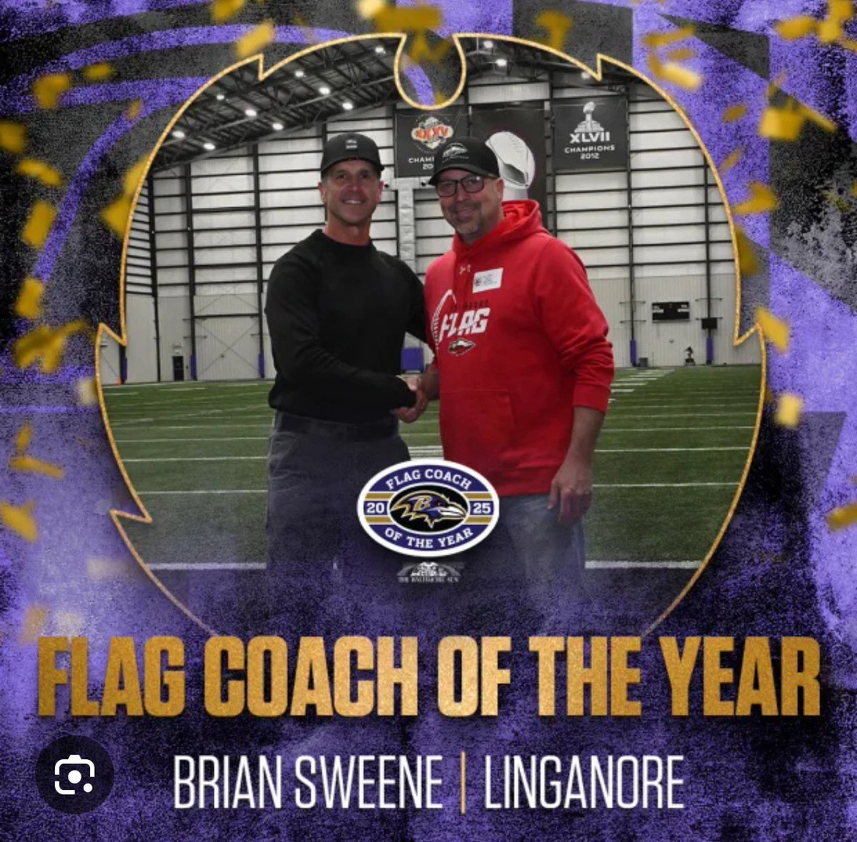 Congratulations to Linganore High girls flag football coach Brian Sweene for being named the Baltimore Ravens Girls Flag Football Coach of the Year! Sweene led the Lancers to the Class 2A/1A state championship – the first state championship for any Frederick County program.