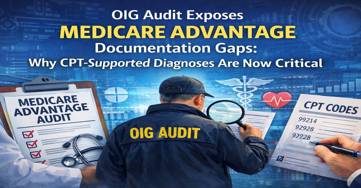 curawisebilling's tweet image. 🚨 OIG Audit Alert (A-06-21-02001)

CPT-supported documentation is now critical for Medicare Advantage risk adjustment. Unsupported diagnoses = audit risk.

Read more 👇
 linkedin.com/pulse/oig-audi…

#MedicareAdvantage #OIGAudit #CPTCoding #HealthcareCompliance #CuraWise