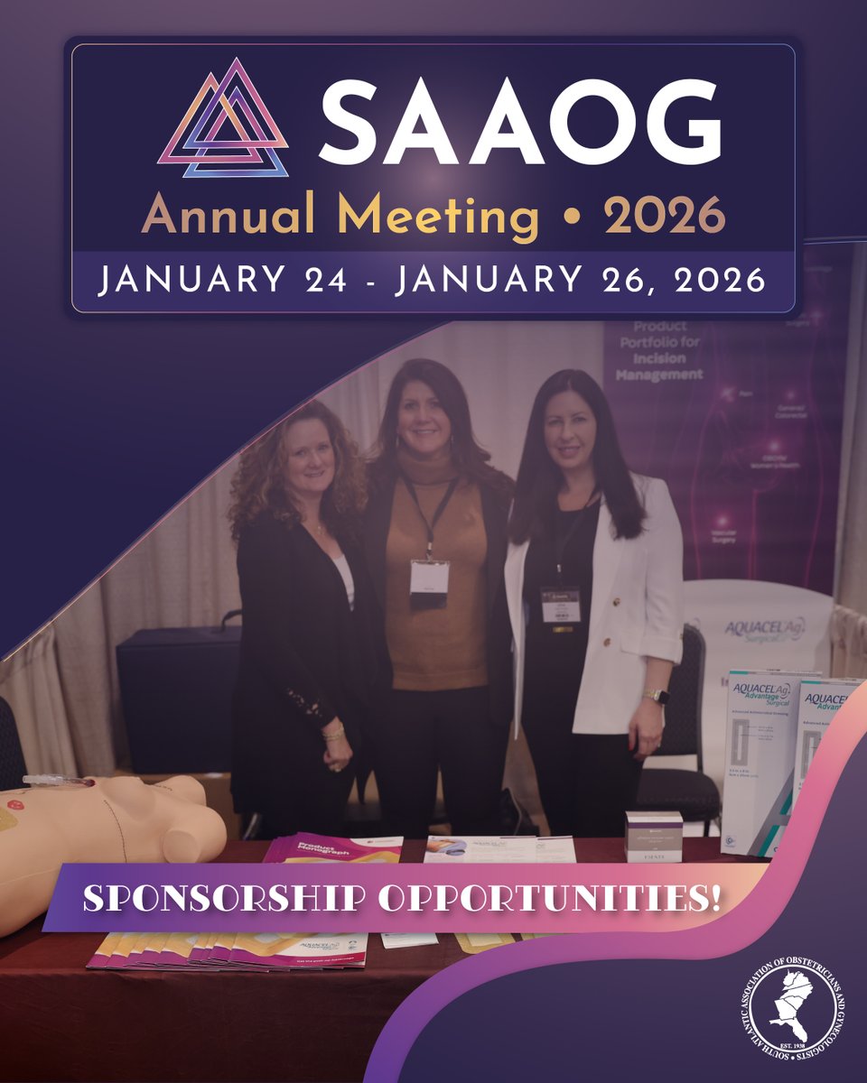 SAAOG_org's tweet photo. Sponsorship opportunities for #SAAOG2026 are filling fast &amp; now’s the time to act! Get 50% off select sponsorships through TMRW (12/18) at 5 PM ET.

Connect with OB/GYNs through Product Theaters, Flash Forums, the President’s Luncheon, &amp; more! Reserve now: https://t.co/RPdOWEkAcg https://t.co/Pp3GYbcop7