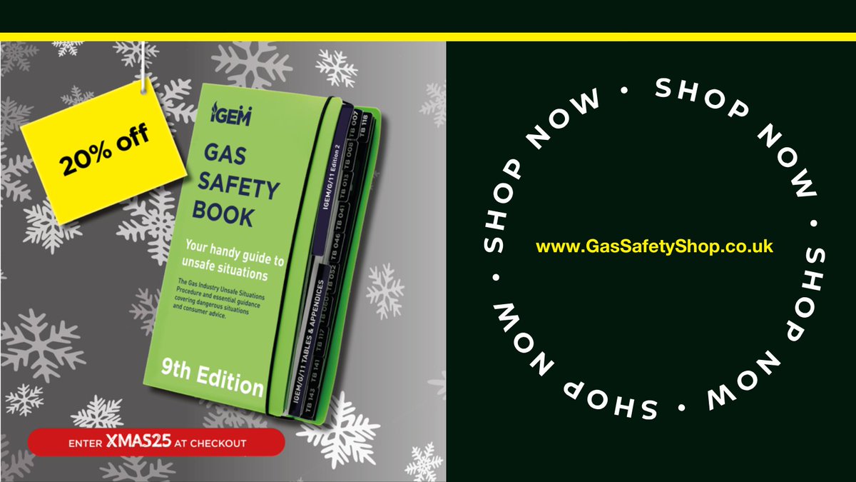 Our Christmas Sale is now on! 🎁

Get 20% off selected products with discount code XMAS25 at checkout 💥

⏰ Ends midnight Sunday 11 Jan 2026
 T&amp;Cs apply. Prices exclude VAT.

GasSafetyShop.co.uk

#GasSafe #GasSafeEngineer
