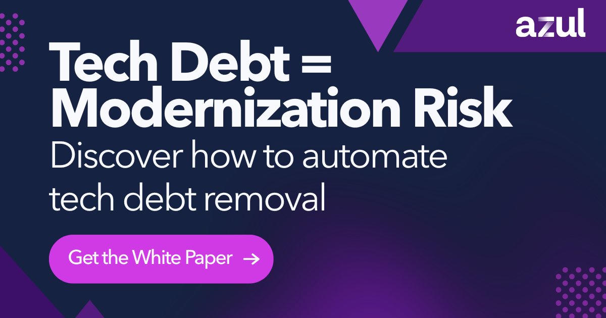 AzulSystems's tweet image. 🤔 Did you know you can automate #TechDebt removal? Download our ✨ NEW ✨ White Paper and discover how to automate dead‑code detection and removal at scale. #JavaModernization is possible in less time and with fewer resources. 

Download now: bit.ly/48XDU9J