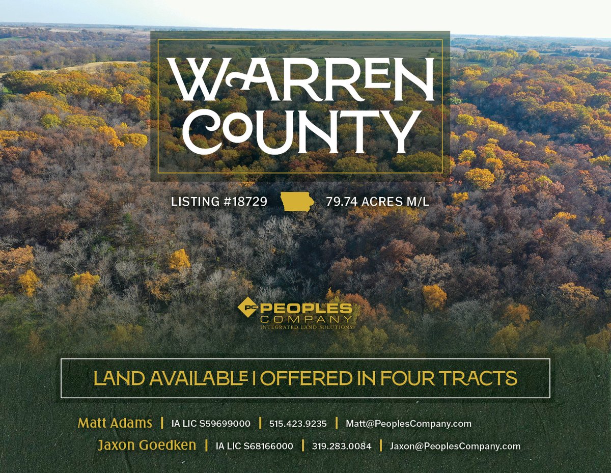 BUILDING SITES AVAILABLE IN CARLISLE, IOWA

Peoples Company is pleased to offer four excellent building sites ranging in size from 16.09 acres to 22.94 acres. These tracts are located just south of Carlisle, Iowa and within close proximity to Highway 5.

Tract 1: 19.41 acres m/l