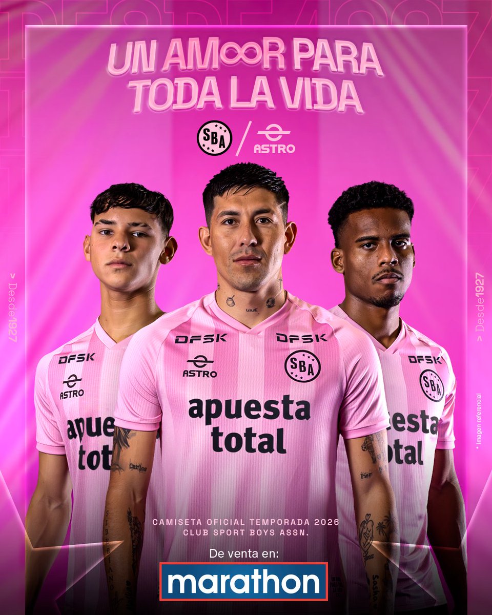 sportboys's tweet image. #UnAmorParaTodaLaVida 🩷

Nuestra nueva camiseta nace de nuestra historia, de la tradición que heredamos generación tras generación y del amor eterno que nos une desde 1927.👚

✨ Ya disponible en tiendas Marathon y en nuestra Tienda Oficial ubicada en Mallplaza Bellavista.