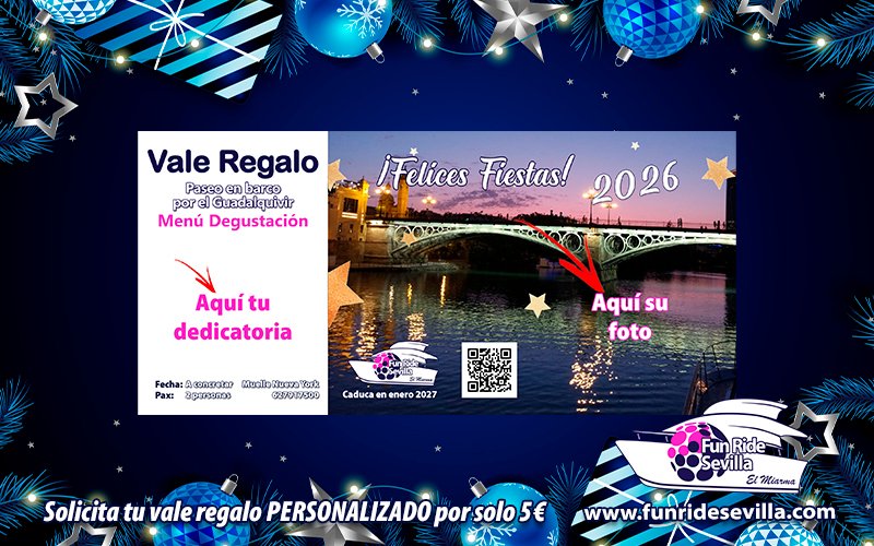 🎄 Esta #Navidad, regala #experiencias 🎁
Sorprende con un vale #regalo personalizado de Fun Ride #Sevilla 🚤
📲 Envío digital o imprimible
⏳ Válido 1 año
⭐ Y quedas de 10
👉🏻 funridesevilla.com
#SevillaHoy  #Navidad2025 #regalos #guadalquivir #paseoenbarco #FelizJueves