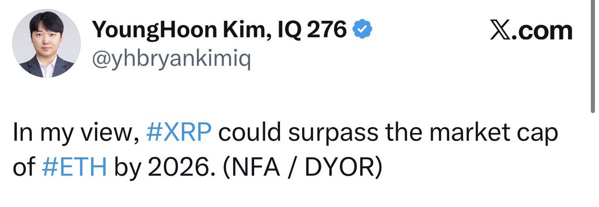 🚨BREAKING: The smartest human being says that #XRP could surpass #ETH by 2026!