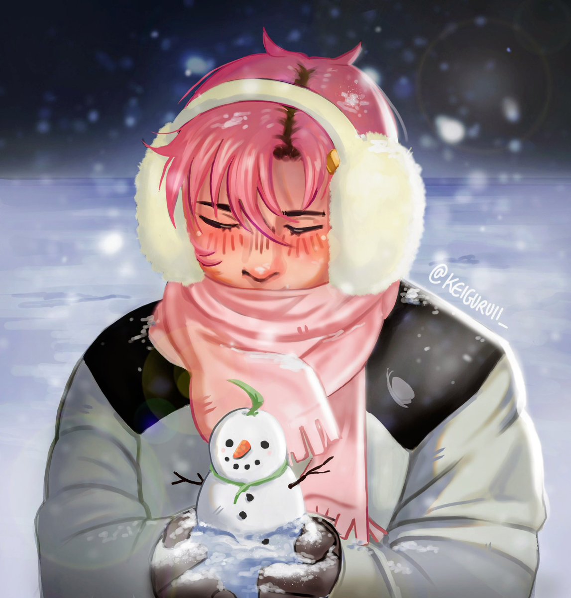 Keiguruii_'s tweet photo. Snow day with Kai ❄️🦋
(Damon as a mini snowman)

#ProjectEdensGarden #Kaimonteago #Pjegtwt https://t.co/UsleQ936hL