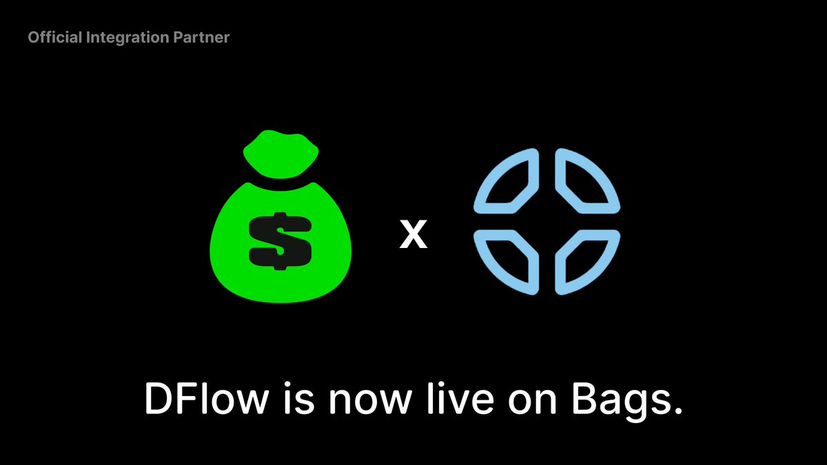 BagsApp's tweet image. We're excited to announce our partnership with @DFlow

Traders on @BagsApp can now get access to the best trade routing on chain. 

Live now in the Bags mobile app and available for developers in the Bags API.