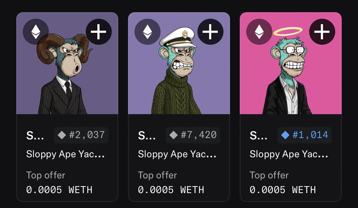 <a href="/SloppyApeYC/">Sloppy Ape Yacht Club</a> grabbed these 3!