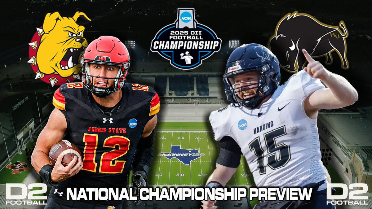 D2Football.com will present a special episode of Inside D2Football this Thursday at 8pm, eastern to preview the national championship game between No. 1 Ferris State (15-0) and No. 2 Harding (15-0). The panel will break down both teams and the matchups while offering